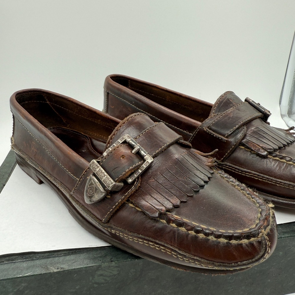 Cole Haan Country Loafers Mens 7 M Brown Leather Kiltie Buckle 5309 Brazil